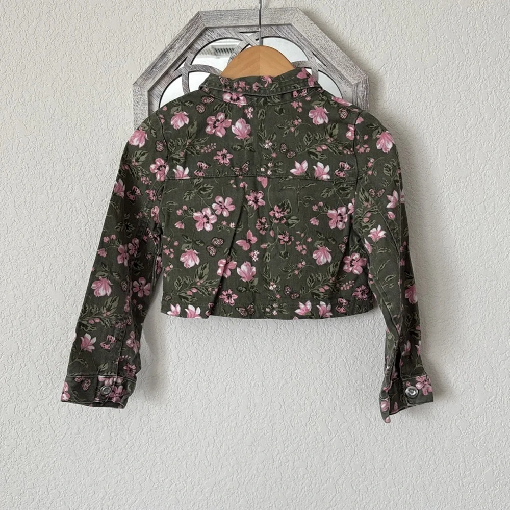 Little Lass • Olive Cropped Cargo Utility Jacket Coquette Cottagecore Floral